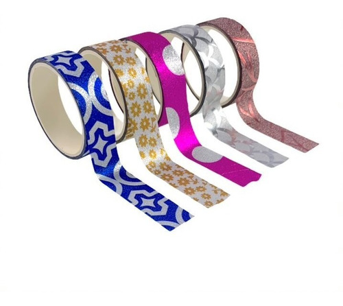 Imagem 5 de 5 de 10 Rolos De Fita Adesiva Decorativa Washi Tape Artesanato