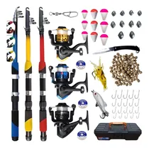 Comprar Kit Pesca Completo 3 Varas Telescópica + 3 Molinetes + Iscas