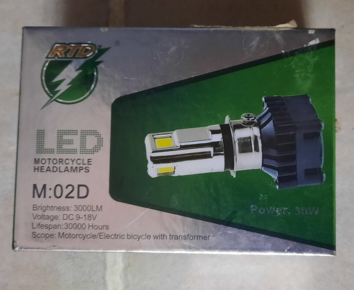 Luz Led Para Moto 3 Leds Delantera Con Adaptador Corta Larga