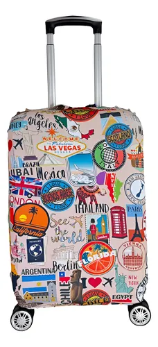 comprar Capa De Mala Viagem Estampada Suplex Protetora Bagagem Selos