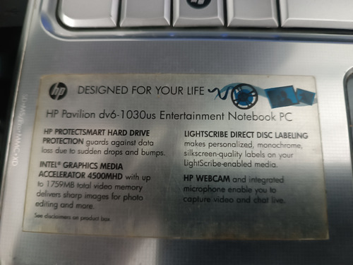 Notebook Hp Dv6-1030us. Usado Preto (Usado)