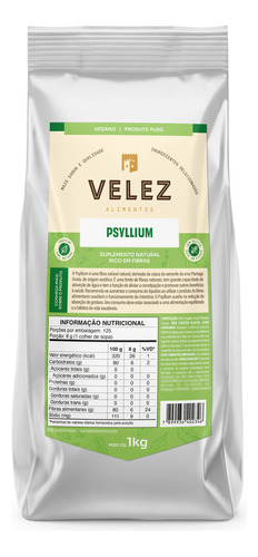 Psyllium 1 Kg Puro Suplemento Rico Em Fibras 100% Natural Sabor Neutro