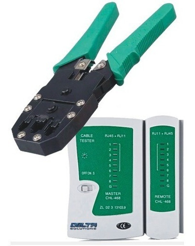 Combo Crimpeadora Cable Red Utp Rj9/11/12/45 + Tester De Red