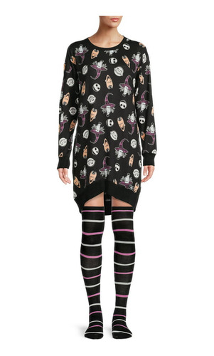 Disney Pijama Camiseta De Dormir Jack Skellington Negra
