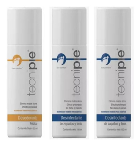 Kit 2 Desinfectantes Calzado Y 1 Desodorante Pedico Tecnipie