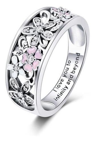 Imagen 1 de 7 de Anillo Argolla Para Mujer Flores Fabricado En Plata 925
