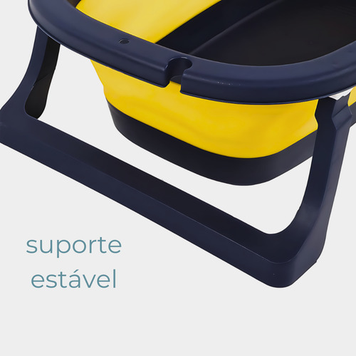 Banheira Infantil Dobrável Com Rede De Segurança E Proteção Cor Amarelo Crab