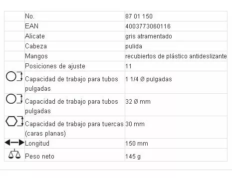 Alicate pico de loro KNIPEX 150mm