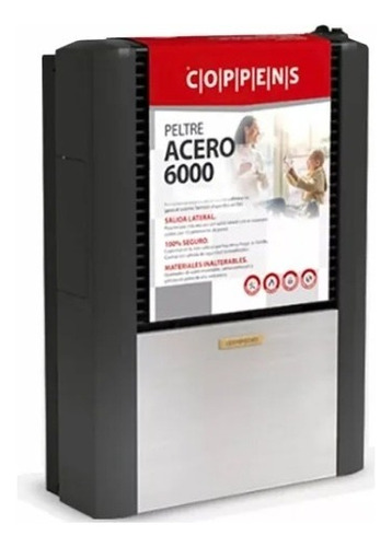 Calefactor a gas de pared para interior Coppens Peltre Acero TBU-6000 para ambientes hasta 116 m3con conexión multigas grafito