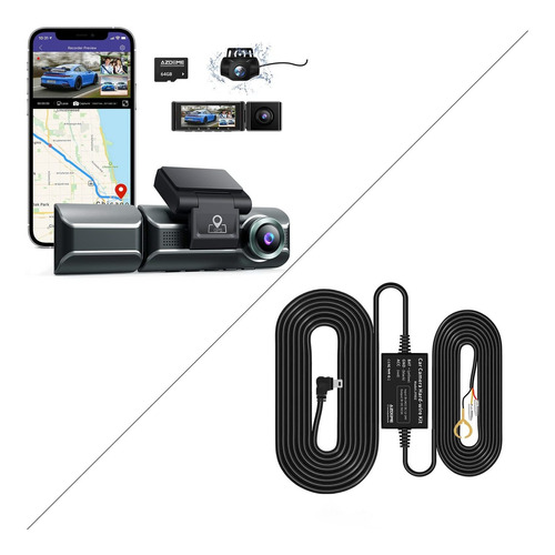 Azdome M550 3 Canal Dash Cam 3-lead Acc Hardwire Kit Bundle