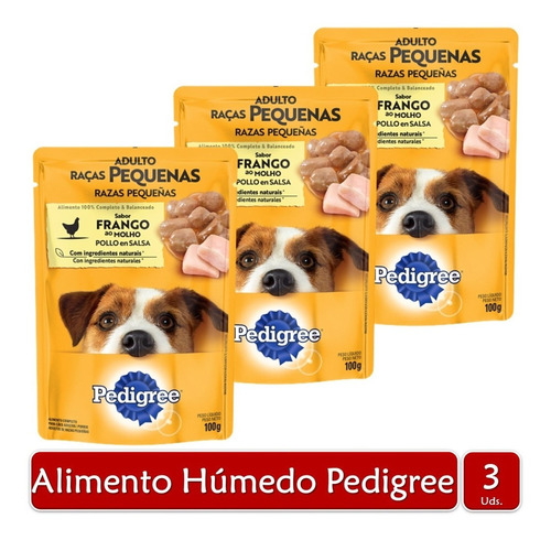 Alimento Húmedo Pedigree Raza Pequeñas Pollo X3 Unidades