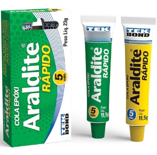 Cola Epóxi Araldite Profissional Tekbond 5 Minutos Cor verde e amarelo