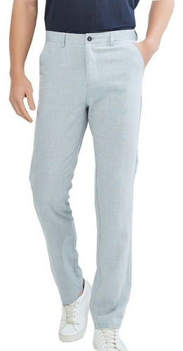 Pantalones Lino Lyocell Cool Suave Recta Largo Casual Hombre