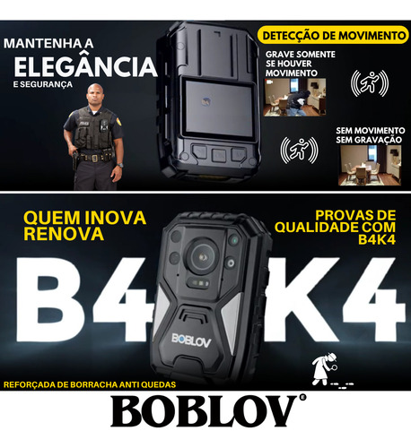 Câmera Bodycam Boblov Corporal 4k Noturna Com Infravermelho