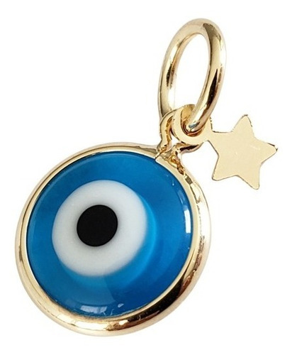 Pingente Olho Grego Banhado Em Ouro 18k - Amuleto  Proteção Cor Dourado