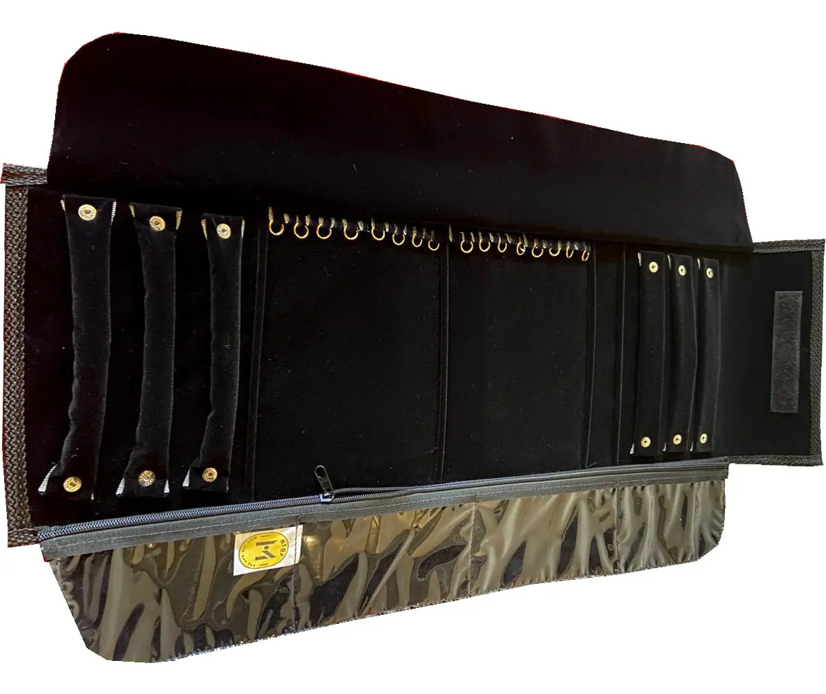 Mostruário Jóias Veludo Preto Estojo Bijuterias Organizador 24x71cm