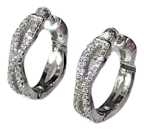 Aros Plata 925 Argollas Cubic Zircon 16mm Garantía Escrita