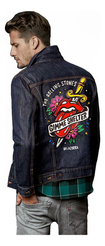 Campera Jean Negra Azul Hombre Rolling Stones Gimme Shelter