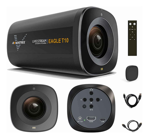 Avmatrix - Cámara De Transmisión En Vivo De 10 X Zoom Óptico De 75,4 ° Gran Angular Tof Enfoque Automático Fhd 1080p 60 Fps Cámara De Transmisión Con Usb 3.0 Y Salida Hdmi, Trabajo Con Obs Zoom Teams