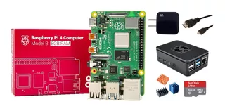 Kit Raspberry Pi 4 B 8gb Fuente, Gabinete Fan, Mem 64gb Hdmi