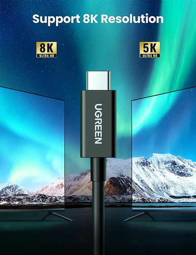 Cable Thunderbolt 4 Tipo C A C, Audio Y Video 40gbps, Ugreen