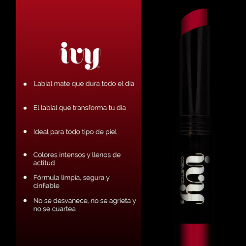 Labial Longwear Matte Lipstick Ivy Red Velvet