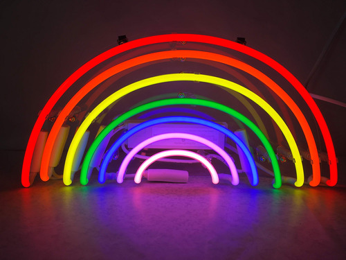 Luz Neon Forma Arco Iris Cristal Real Artesanal Para Navidad