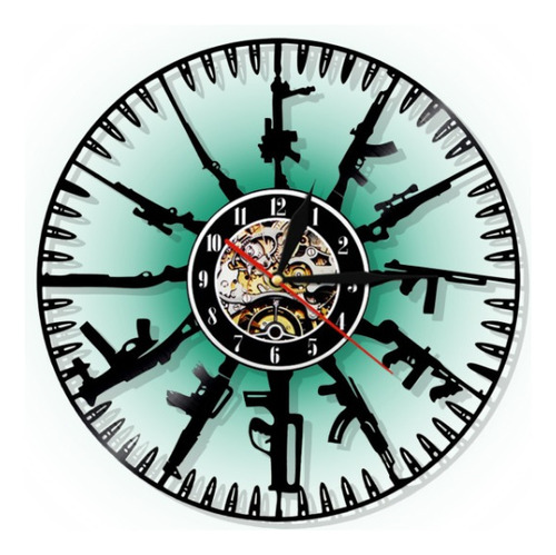 Reloj Colgante Maquinaria De Pared Reloj Negro Redondo