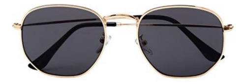 Óculos De Sol Uva Hexagonal Preto Com Dourado