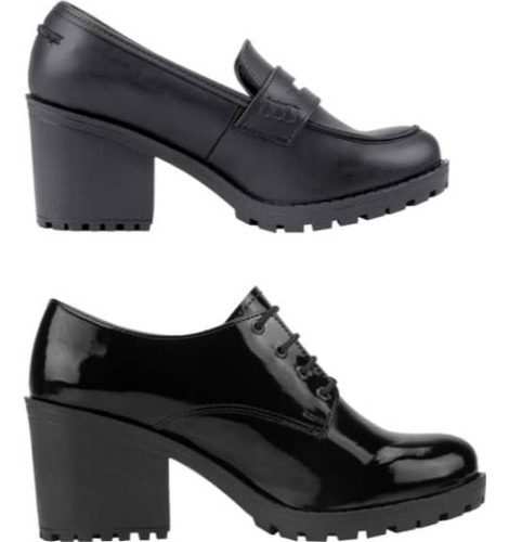 Kit Zapato Mocasín Agujeta Antifaz Vi Line 201 Negro Mujer