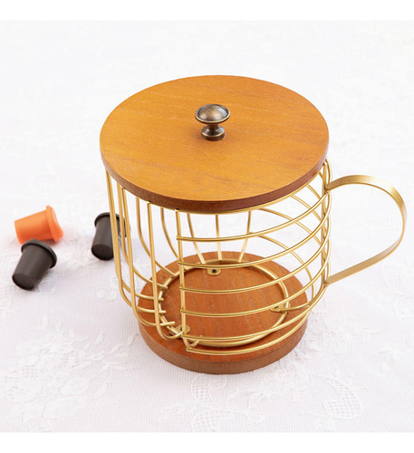 Soporte Para Cápsulas De Café Con Tapa, Base De Madera,