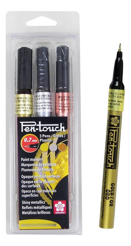 3 Marcadores Permanentes Plumón Pen Touch Sakura 0.7mm Fino