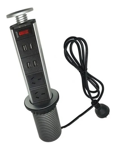 Imagen 1 de 7 de Zapatilla Embutir Escritorio 3t + 2 Usb Estacion Carga Tbcin