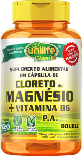 Imagem 1 de 2 de Cloreto De Magnésio P.a - 120 Caps - Unilife 800 Mg Vegano