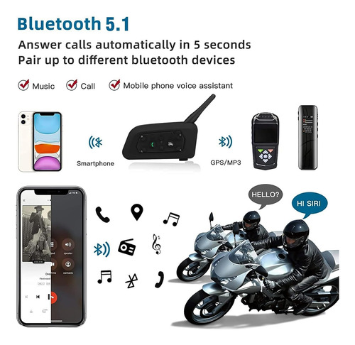 Intercomunicador Motocicleta Para Casco Bluetooth,ip65 1200m