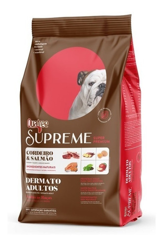 Alimento Quatree Supreme Super Premium Dermato para cão adulto todos os tamanhos sabor cordeiro e salmão em sacola de 15kg