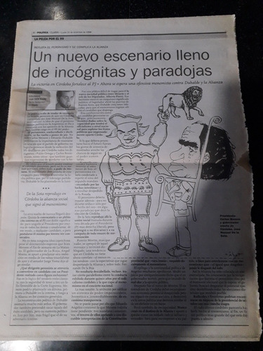Tapa Diario Clarín 21 12 1998 Córdoba De La Sota Pj Menem (Usado)