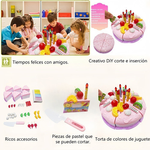 Juego De Juguetes De Cocina De Corte Diy Para Cumpleaños, Juguetes De Corte De Frutas, Juguetes De Corte De Pasteles Para Niñas Y Niños, Regalo.