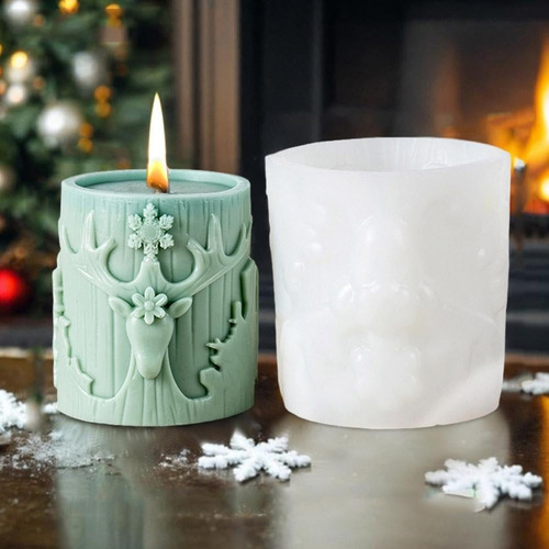 Vela De Árbol De Navidad 3d Con Molde De Silicona, Vela Navi