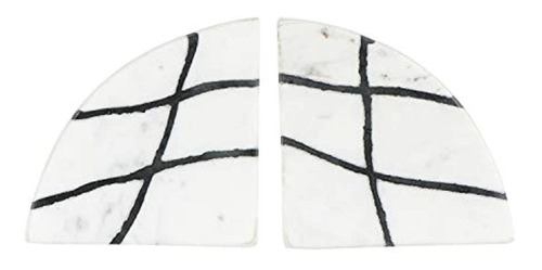 Sujetalibro De Marmol(2 Unid)blanco Y Negro De 5.5x 2x 6in.