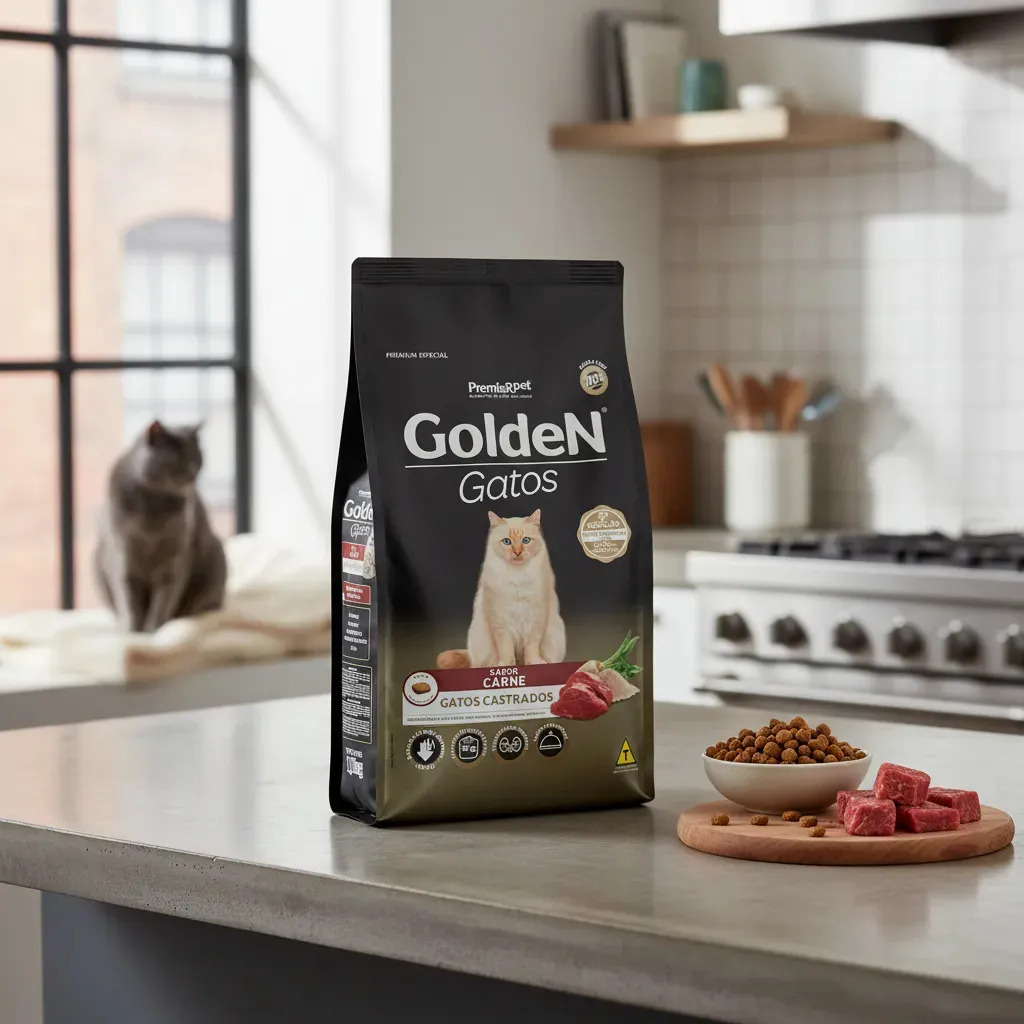 Ração Golden Gatos Castrados Carne 10,1kg