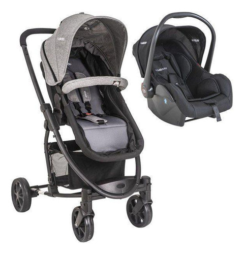 Carrinho De Bebê Travel System Prima Melange Grafite - Kiddo