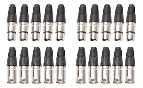 10 Pares De Conectores De Cable De Audio Hembra Xlr De 3 Pin