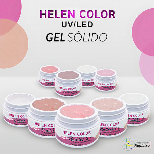 Gel Sólido Led Uv Unha Helen Color Builder, Pink Purple 15g