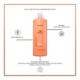 Shampoo Wella Invigo Nutri Enrich - Nutrição Cabelos Secos Danificados 1 Litro