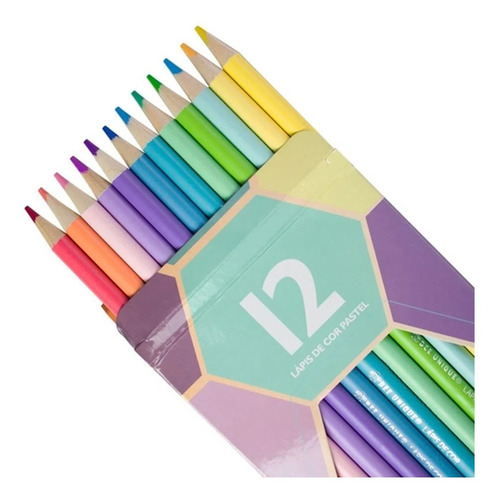 Estojo De Lápis De Cor Pastel Bee Unique 12 Cores