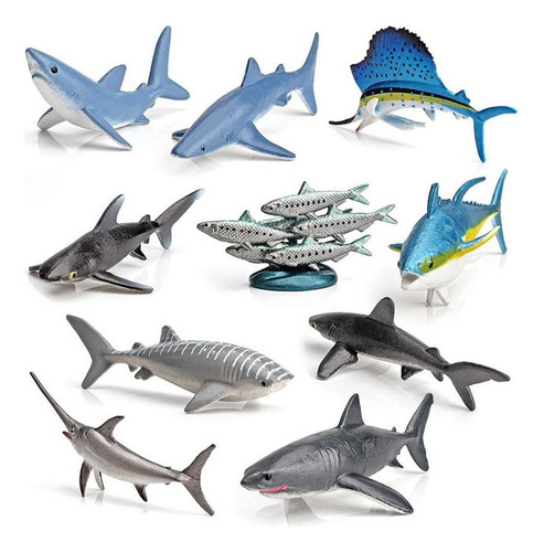 Juguete Set Pez Vela Modelo Animal Gran Tiburón Blanco