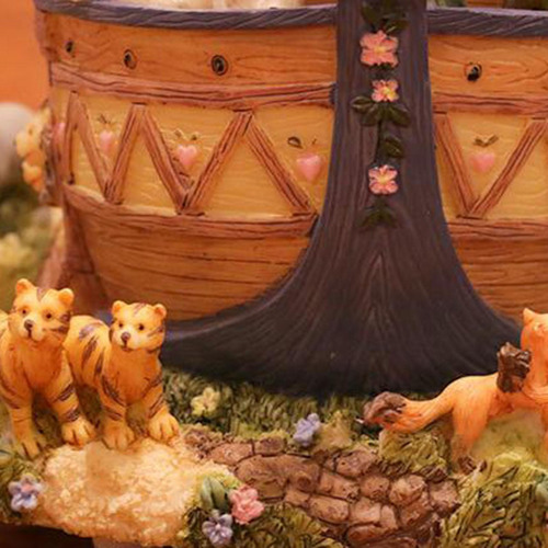 Caja Musical De Resina Ark Little Zoo, Decoración De Mesa