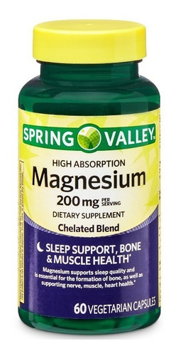 Magnesium Chelated Quelado 200mg X Servicio 60 Cap