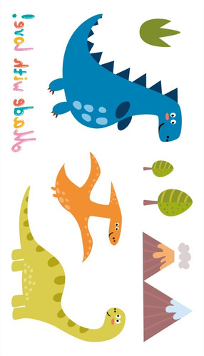 Imagen 9 de 10 de Tatuajes Temporales Tattoo Dinosaurio Pack X10 Souvenir